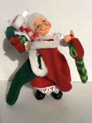 Annalee 2004 Mrs Claus with Stockings 6" Tall Christmas Holiday