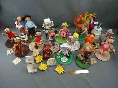 Vintage Annalee Dolls Lot of 16 Heritage Trick or Treat Indians Kids Hockey Pins