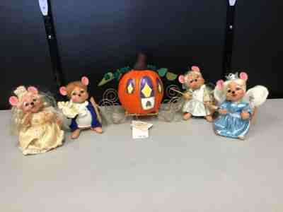 ANNALEE STORYBOOK MICE SERIES SET Prince Fairy Godmother Cinderella Coach