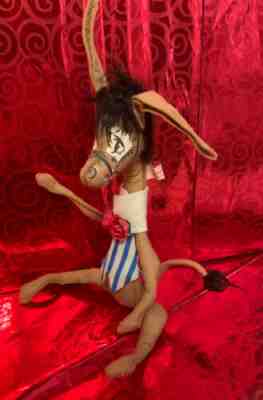 Rare 2 Rose Vintage Annalee Patriotic Donkey 10" Democratic Tag dated 1968