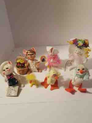 Vintage Annalee Dolls Lot of 7 Easter Rabbits & Ducks Most NWT, Extremely Rare!