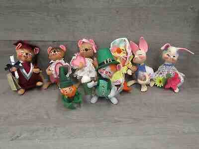Mixed Lot of 8 Annalee Holiday Dolls Easter Valentines Saint Patrick's Day