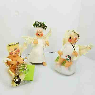 Lot of 3 Vintage Annalee Mobilitee Angel Dolls Dated 1961 & 1981 Naughty & Nice