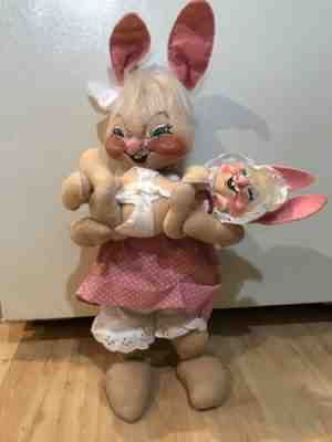 Annalee Mobility Easter Bunny Mama And Baby 1989 Vintage