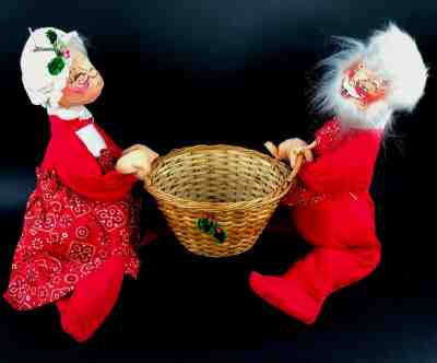 Vintage Annalee Santa & Mrs. Claus Doll Set 20" Tall Christmas Holiday See Desc.