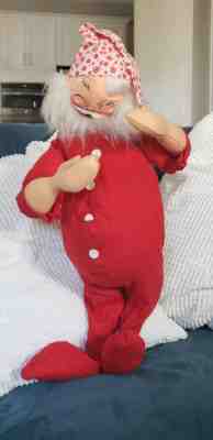 AnnaLee Mobilitee Doll Vintage Christmas Santa Claus Pajamas Night Cap Large 28 