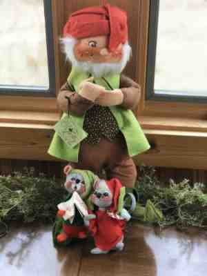 Vintage Rare Annalee Dolls Lime Green Gnome Christmas Elf Pixie Large Santa