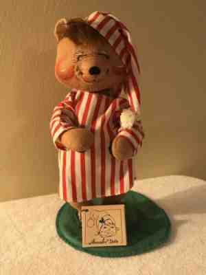 1990 ANNALEE DOLLS Nightshirt Bear  #8056 w Tag-Stand