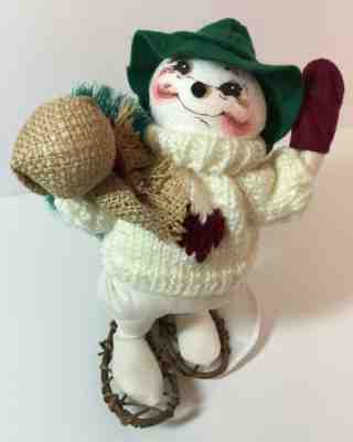 ???? Annalee doll 7“ Valentine Snowman Snowshoes bottlebrush tree heart 1999 rare