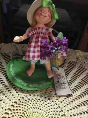 Annalee Doll Society Girl Little Mae Flowers Logo Kid 1996 97 EUC FREE SHIP