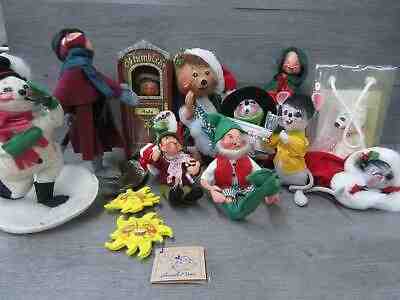 Annalee Lot of Mixed Plush Dolls Snowman Thimbles Pin Brooch Sun Breast Cancer
