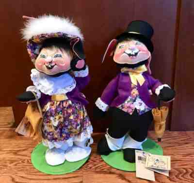 RARE 1998 ANNALEE  & Vern” Easter Spring Bunny Rabbits~ 12” 