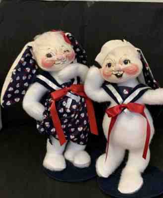 Annalee 14" Sailor Boy & Girl Bunnies Lot 0673 0674 4th of July Patriotic 