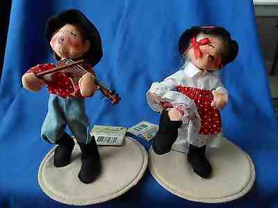Annalee Nashville Fiddle Playing Boy & Square Dancer Girl Tags/Bags 1995  RARE