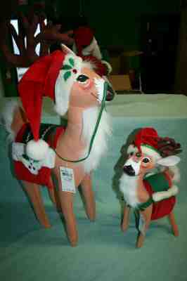 Lot of 2 Annalee Merry Reindeer NWT 16" and 33" 2005/2006