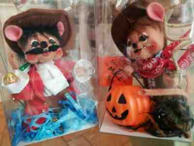 Annalee Peter Pan Captain Hook and Cowboy 6" lot 2mouse Made for Macys rare 2004
