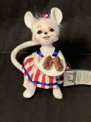 Annalee 5" BBQ Picnic Mom Mouse 250208 Patriotic 4th of July hot dog