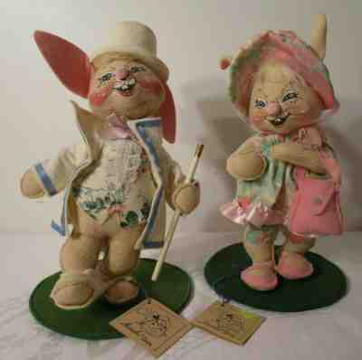  Annalee Dolls Rabbit Couple Easter Parade 1993 Male Rabbit 12" Vintage