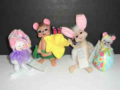 4 Annalee Easter Animals - Kitty, Daffodil Mouse, Bunny & Mouse