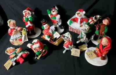 Annalee Dolls Lot of 11 Christmas Mice Santa Mrs Claus Snowmen Sled Girl Boy 