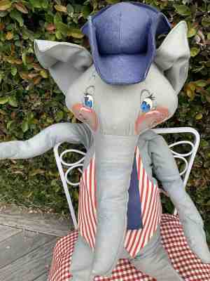 RARE 1971 Annalee Large 30" Patriotic Elephant  4th of July Election Year HTF