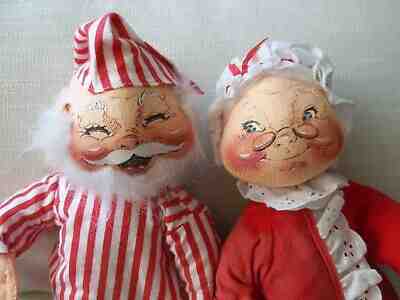 18" vintage 1988 MR & MRS  SANTA CLAUS soft sculpture ANNALEE dolls Christmas