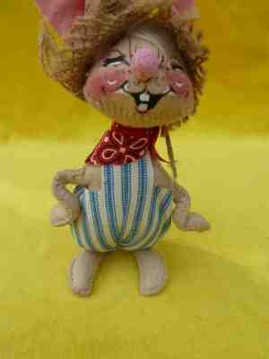 Vintage Annalee Mobilitee Country Farmer Rabbit Doll 1965