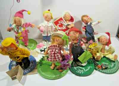 Lot of Eight (8) Annalee Doll Society Anniversary Edition with Pins 4 Sun Faces