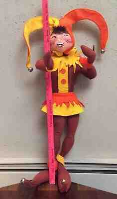 AnnaLee Mobilitee Doll Vintage Large Thanksgiving Fall Jester Elf 30"  Signed!