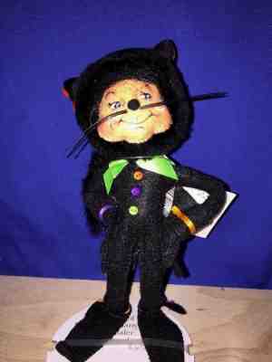 RARE 2010 NEW Halloween CUTE Tuxedo Black Cat Kitty ELF AnnaLee 9 Inch Doll ? ??