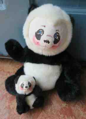Annalee 2002 14" Mother Panda Bear and 4" Baby Panda Bear