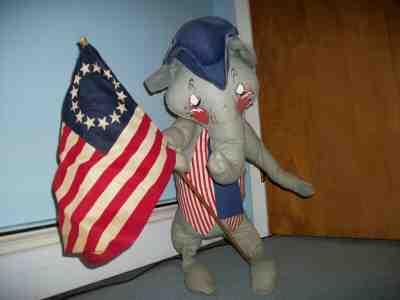 Vintage & VERY rare 1976 Annalee Patriotic Elephant. 30" tall. #A312-76A