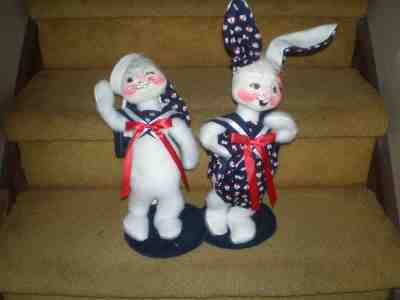 Annalee 14" Sailor Boy & Girl Bunnies Lot 0673 0674 4th of July Patriotic NEW