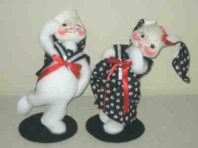 ANNALEE 12" Patriotic Sailor Boy Bunny & Girl Bunny (2 Dolls) ~ NWT ~ USA '00 