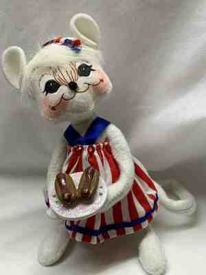 Annalee Patriotic 4th of July Hot Dog Barbecue 6" Girl Mice Mouse 2008 Doll BBQ