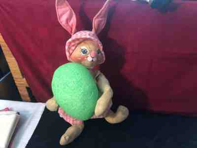 Annalee 14" Easter Bunny Girl Rabbit with Egg 1971