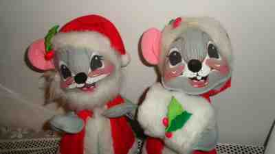Annalee Vintage Christmas 1964 12" Mr. & Mrs. Santa Clause Mice Mouse Tush TAGS