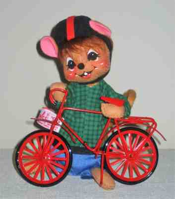 ANNALEE 7" Bicycling Mouse w Red Bicycle ~ NWT ~ USA Vintage '96 