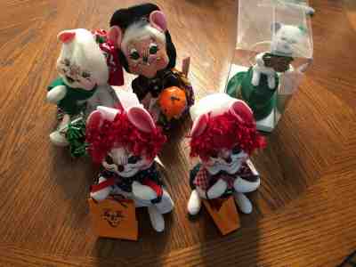 Lot 5 ANNALEE DOLLS Trick Treat Raggedy Andy Ann Irish Mouse Jack OLantern Mouse
