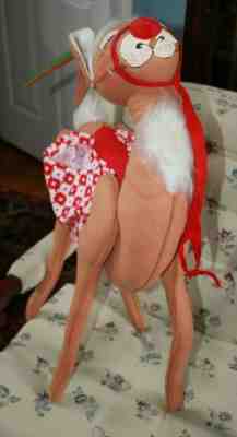 30" Vintage Christmas Rudolph Reindeer Display Annalee Dolls Hand Sewn 1970