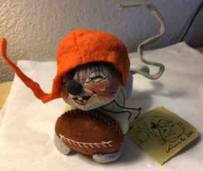 Vintage 1965 Annalee Mobilitee Football Mouse Doll w Original Tag Designer Art
