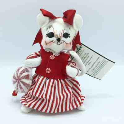 Annalee 2007 Peppermint Girl Mouse 6" Christmas Plush with Tag EUC