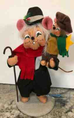 AnnaLee Dickens 8” Scrooge W/ Tiny Tim Mouse Christmas Carol Storybook Mice RARE