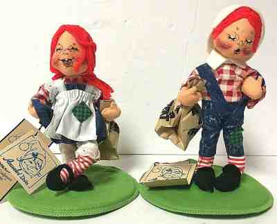 Vintage 7" Tags And Tatters Annalee Halloween Trick Or Treat Doll Pair 
