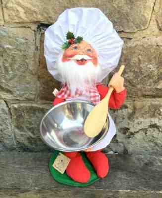 NWT vtg Annalee 1989 Chef Santa Claus 17" w/Metal Bowl 5632 Tags Never Displayed