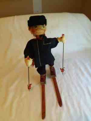 Older Annalee 10" Boy Skier  Skies  Signed By Annalee