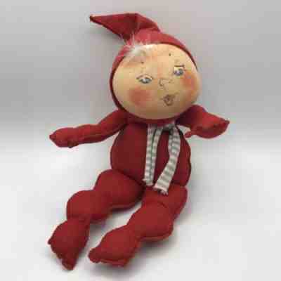 Vintage 1961 Annalee Mobilitee Doll Red Pajama and Scarf Christmas Rare