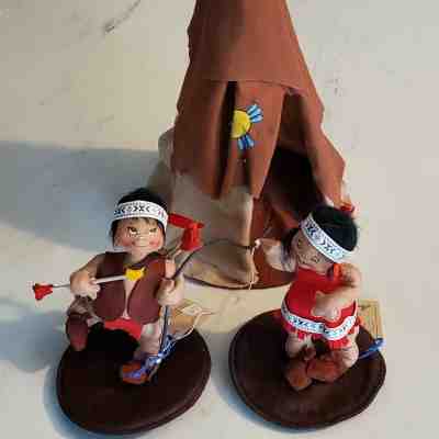 Annalee Set of Three Southwest Indian Dolls with Teepee  1994 - Tags Attached