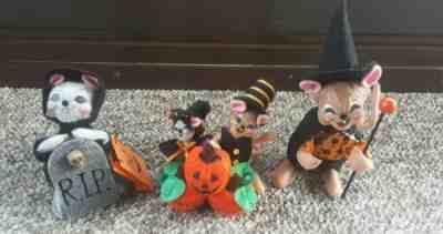 Lot of 3 Annalee Halloween; Happy Reaper Mouse Pumpkin Patch Spider Warlock Boy 