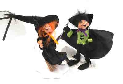 Annalee Halloween 10" Flying Witch & Sparkle Warlock Elf Lot of 2